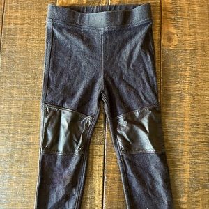 NWT! Crewcuts Dark Denim Leggings With Faux Leather Knee Patches Sz 2